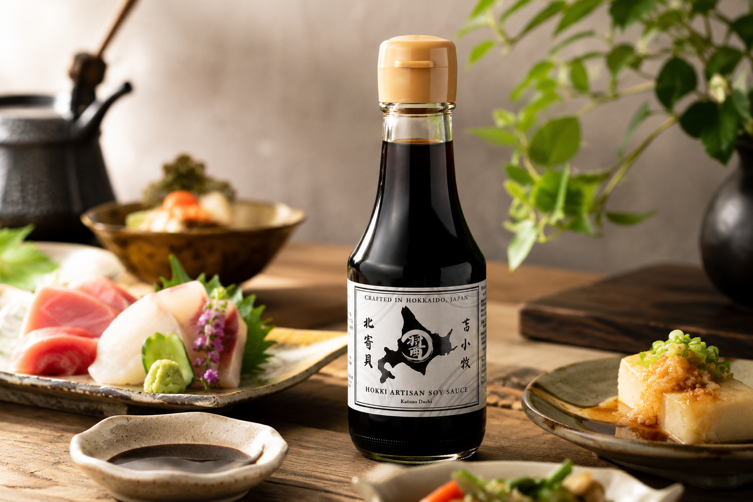 Hokki soy sauce over fresh sashimi